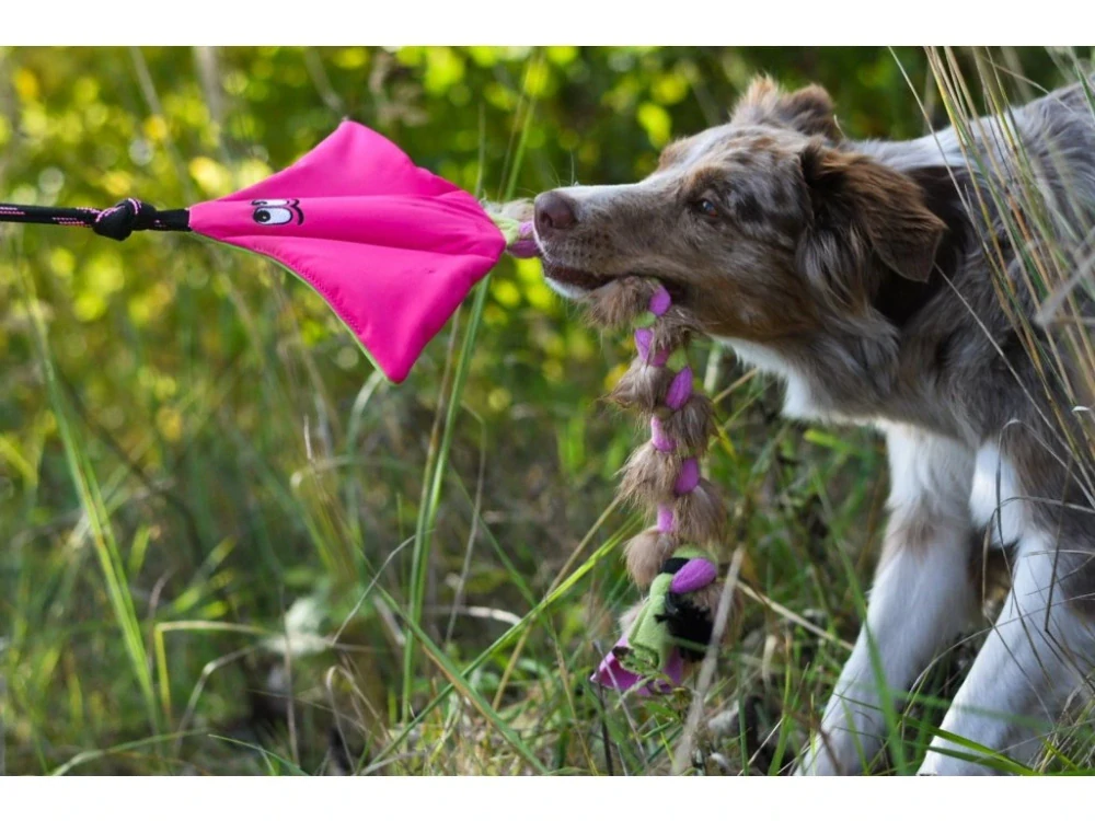 Odolná hračka pro psa – softshellový rejnok s králičí kožešinou, fialová