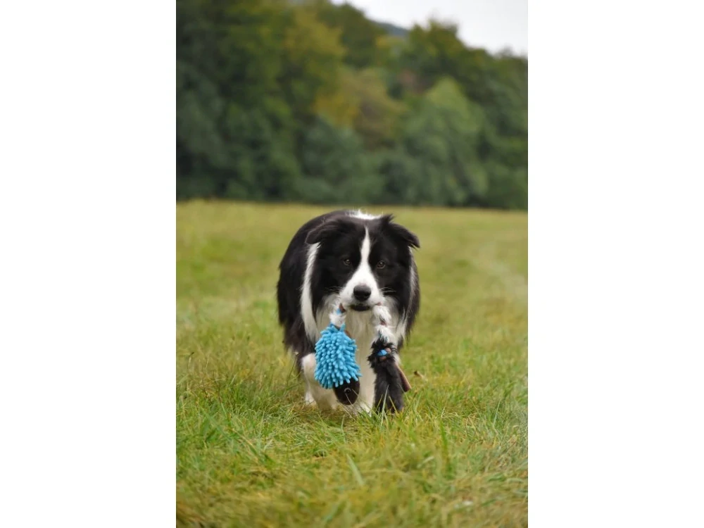 Ježek s králičí kožešinou – hnědá a modrá