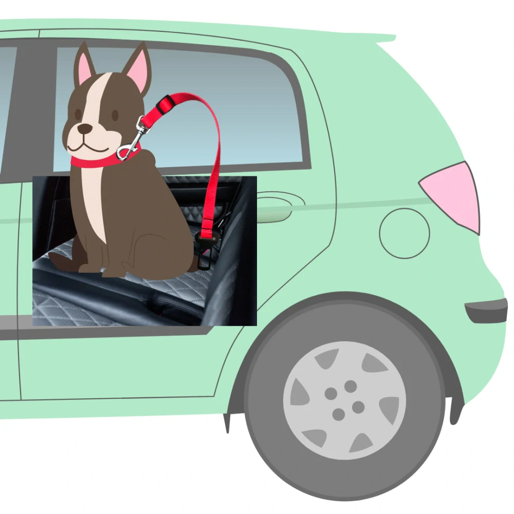 Bezpečnostní pás do auta pro středně velké psy – 55 cm × 20 mm, černo-bílá s tlapkami