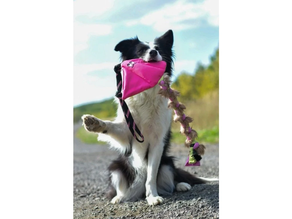 Odolná hračka pro psa – softshellový rejnok s králičí kožešinou, fialová