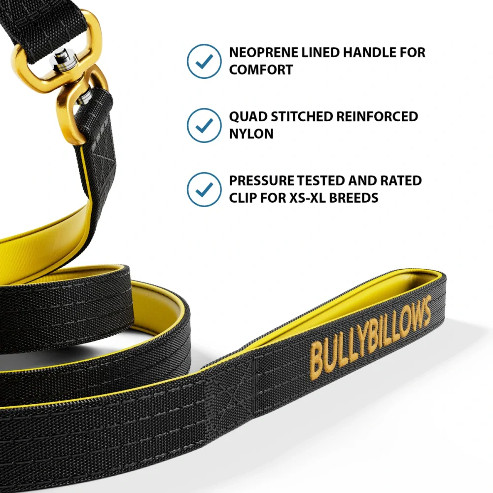 BullyBillows vodítko Combat - 1,4m, černé/žluté