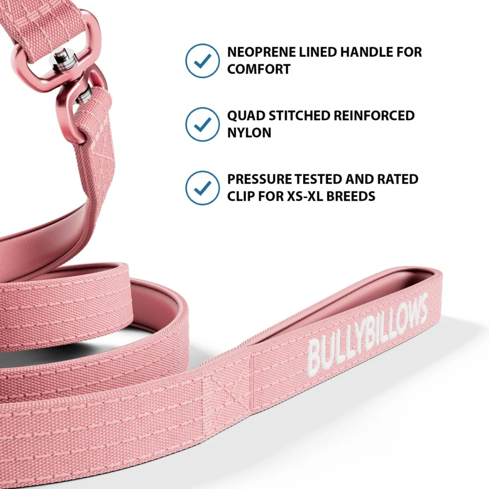 BullyBillows vodítko Combat - 1,4m, růžové