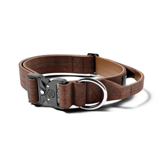 BullyBillows obojek Combat classic 4 cm - hnědá, tvíd