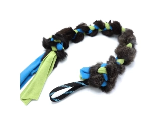 Flísové přetahovadlo pro psy s králičí kožešinou – velké, modrá