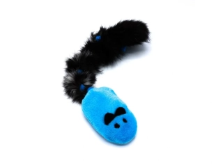 Hračka pro psa – myš s králičí kožešinou, modrá