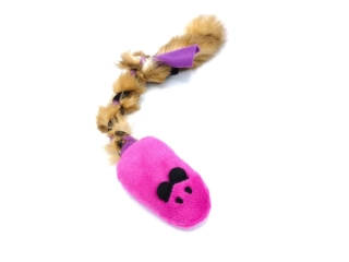 Hračka pro psa – myš s králičí kožešinou, ostružinová