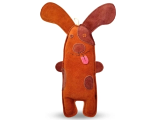 PafDog® Pejsek Willy z kůže a juty hnědý - 32 cm