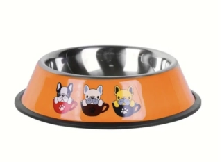 Nerezová psí miska s gumovým okrajem FRENCHIES 